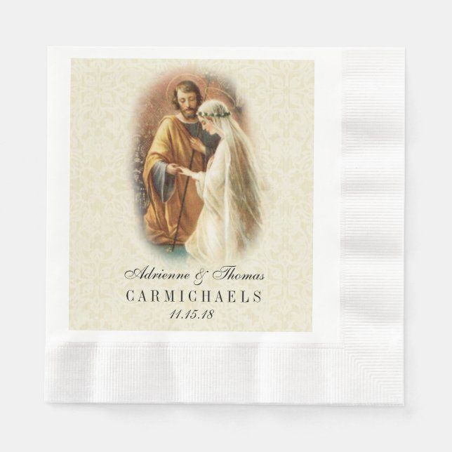 Serviette En Papier Mariage catholique de mariée mariage Mary Joseph (Devant)