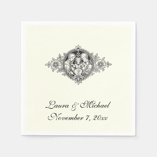 Serviette En Papier Mariage Catholique Famille Sainte Catholique Vinta (Devant)