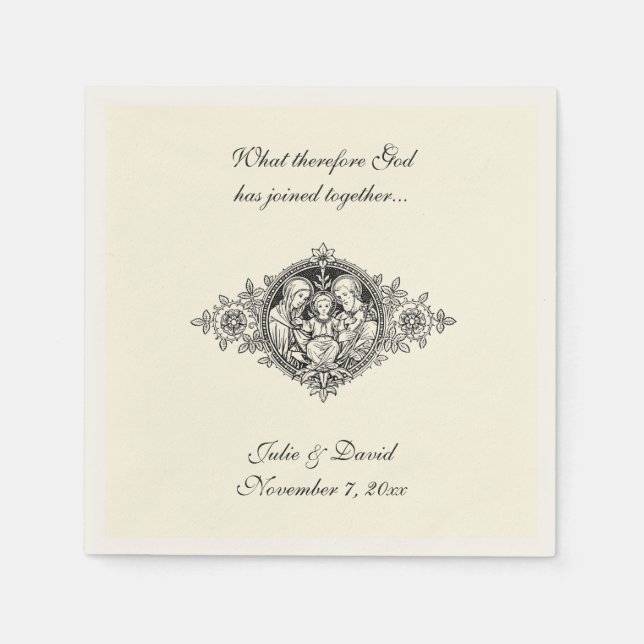 Serviette En Papier Mariage catholique Favoriser Sainte Famille Écru (Devant)