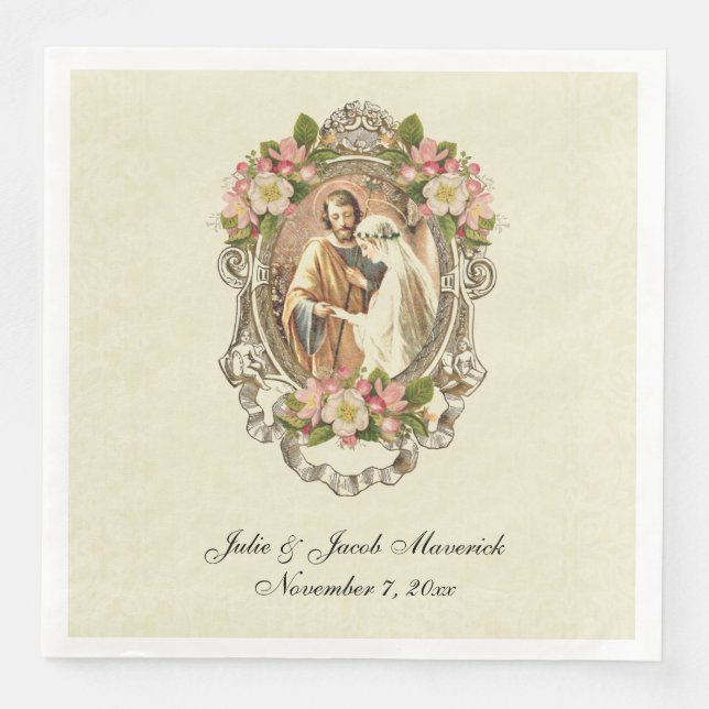 Serviette En Papier Mariage catholique Vintage Vierge Marie St. Joseph (Devant)