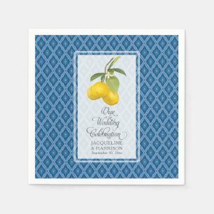 Serviette En Papier Mariage Célébration Marine bleu Citron blanc Citru