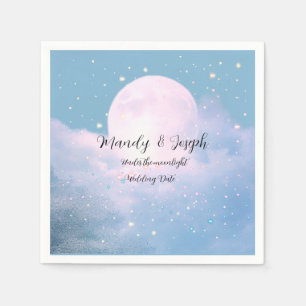 Serviette En Papier Mariage céleste de rêve baigné de clair de lune