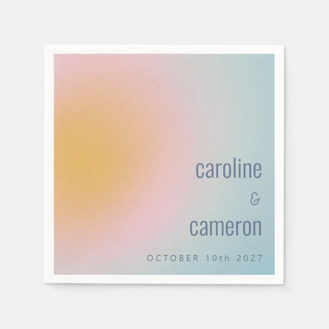 Serviette En Papier Mariage céleste Pastel bleu rose pâle (Devant)