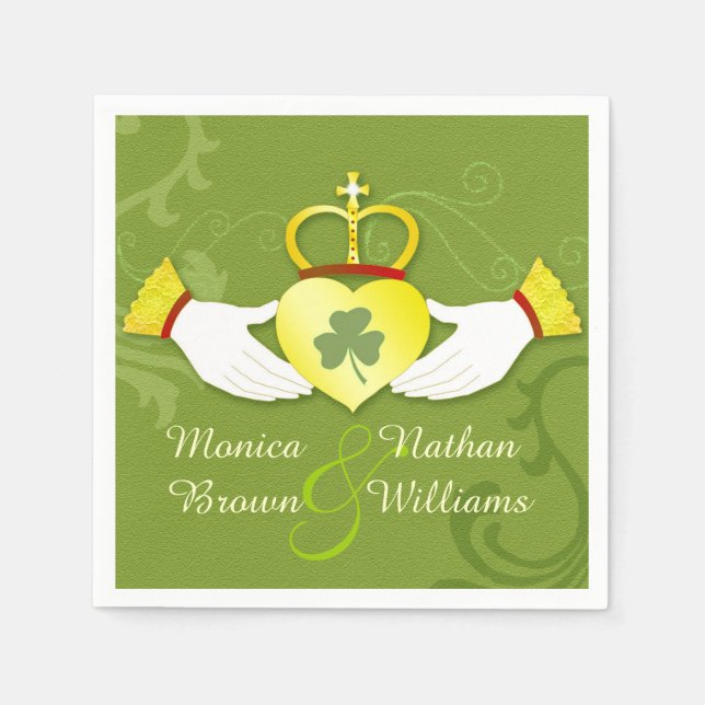 Serviette En Papier Mariage celte irlandais Claddagh Heart (Devant)