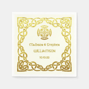 Serviette En Papier Mariage celtique ivoire et or faux Personnaliser
