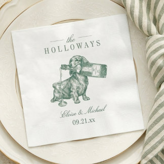 Serviette En Papier Mariage Champagne Caniche Vert Sauge Prépa