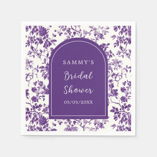 Serviette En Papier Mariage Champêtre Antique Violet de Style Chinois (Devant)