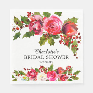 Serviette En Papier Mariage Champêtre avec Fleurs de Houx