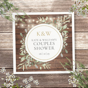 Serviette En Papier Mariage champêtre de couple avec monogramme et ver