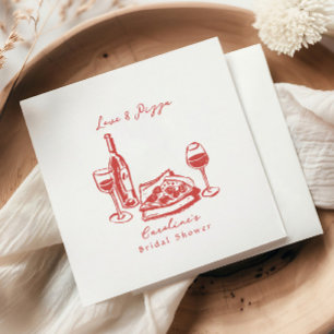 Serviette En Papier Mariage Champêtre Dessin à la Main Pizza Vin Enter