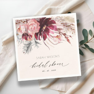 Serviette En Papier Mariage Champêtre Fleurs de Bourgogne Herbe de Pam