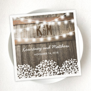 Serviette En Papier Mariage champêtre rustique Respiration de bébé