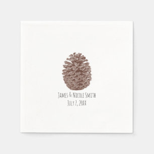 Serviette En Papier Mariage Champêtre Simple avec des Pins Rustiques