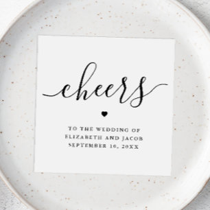 Serviette En Papier Mariage Cheers Écriture Moderne Propre et Minima