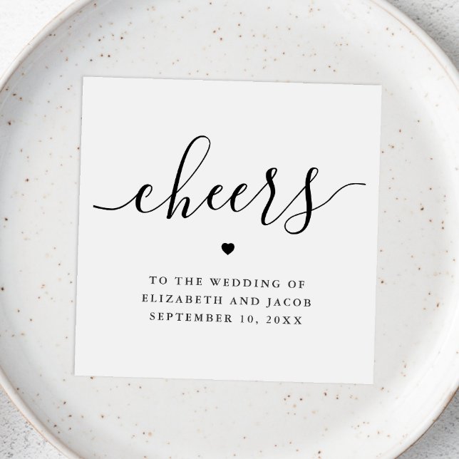 Serviette En Papier Mariage Cheers | Écriture Moderne Propre et Minima (Créateur téléchargé)