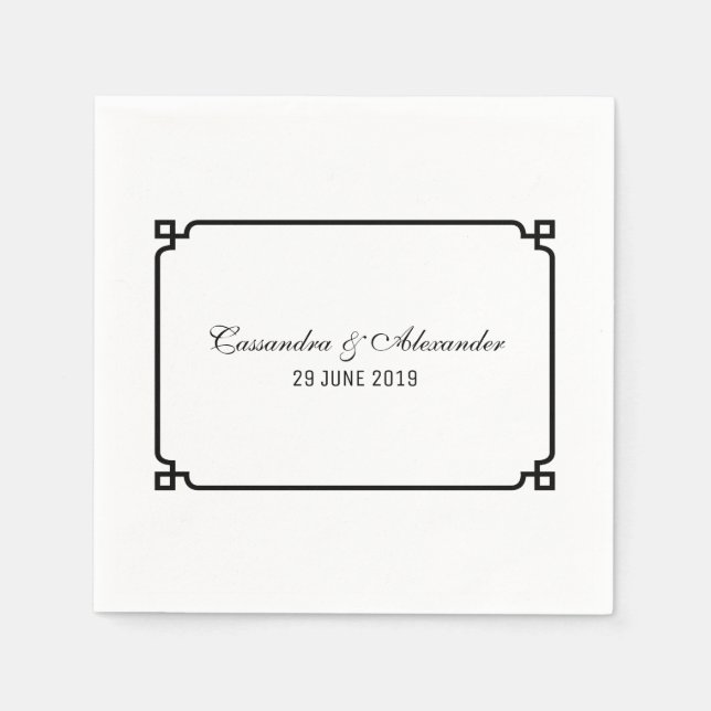 Serviette En Papier Mariage chic Black Deco (Devant)