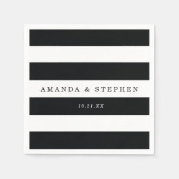 Serviette En Papier Mariage Chic Black Stripes
