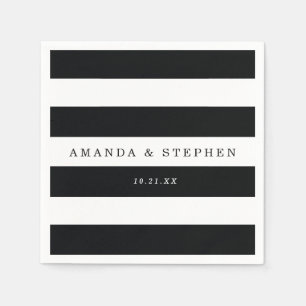Serviette En Papier Mariage Chic Black Stripes