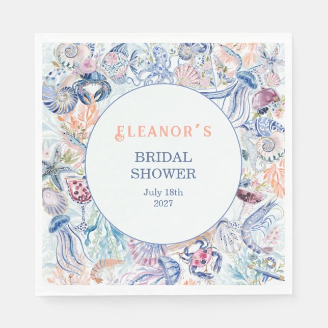 Serviette En Papier Mariage Chic Côté Mer (Devant)