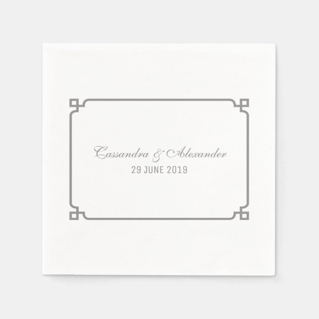 Serviette En Papier Mariage chic gris déco (Devant)