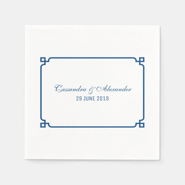 Serviette En Papier Mariage chic Lapis Blue Deco (Devant)