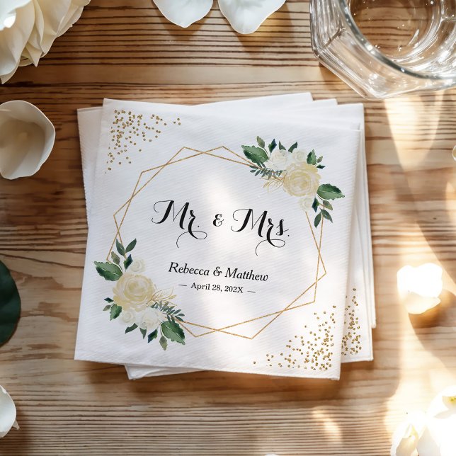 Serviette En Papier Mariage Chic Moderne Ivoire Parties scintillant d' (Créateur téléchargé)