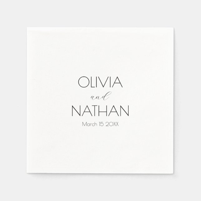 Serviette En Papier Mariage Chic noir papier papier Napkin (Devant)