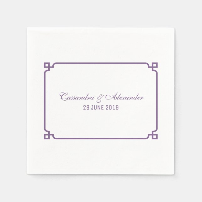 Serviette En Papier Mariage chic violet déco (Devant)