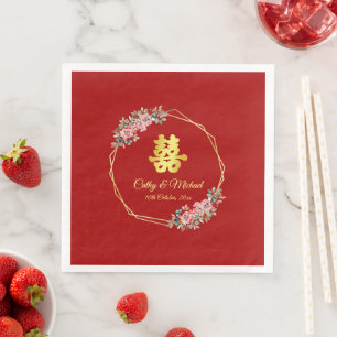 Serviette En Papier Mariage chinois de couronnes géométriques en or ro