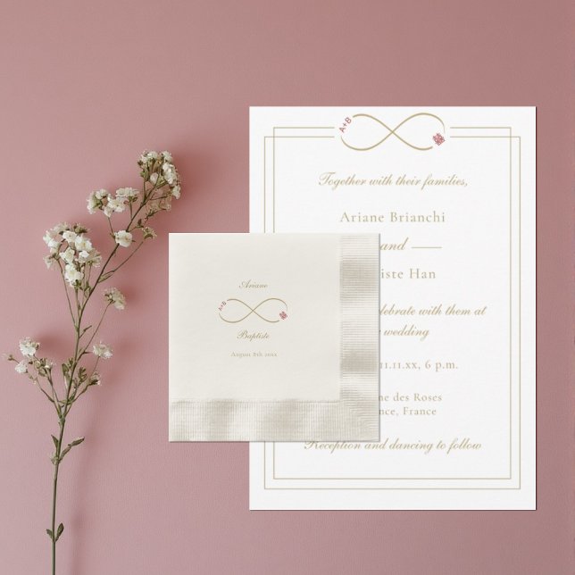 Serviette En Papier Mariage Chinois Double Bonheur Amour Infini  (Créateur téléchargé)