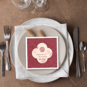 Serviette En Papier Mariage chinois élégant Double Xi Flower