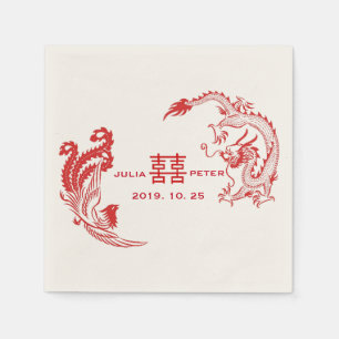 Serviette En Papier Mariage Chinois Personnalisé Dragon-Phénix Moderne