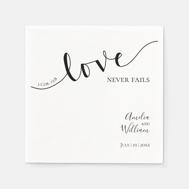 Serviette En Papier Mariage, Chrétien, Simple, Élégant, Typographie, (Devant)