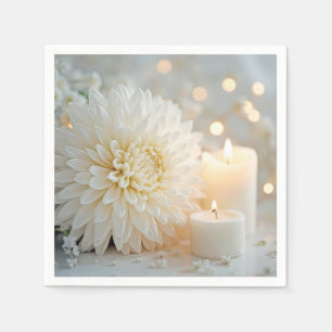Serviette En Papier Mariage Chrysanthemum Fleur et bougies