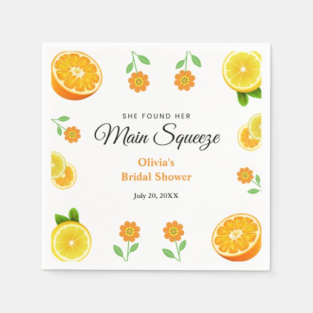 Serviette En Papier Mariage Citron Été Citrus Main Squeeze  (Devant)