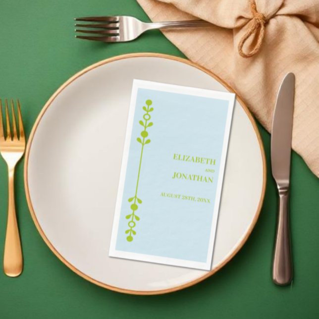 Serviette En Papier Mariage Citron Vert et Bleu Côtiers (Créateur téléchargé)