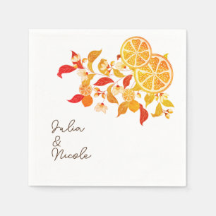 Serviette En Papier Mariage Citronné Frais Feuillage Citrus