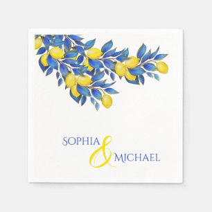 Serviette En Papier Mariage-citrons-méditerranéen- serviettes