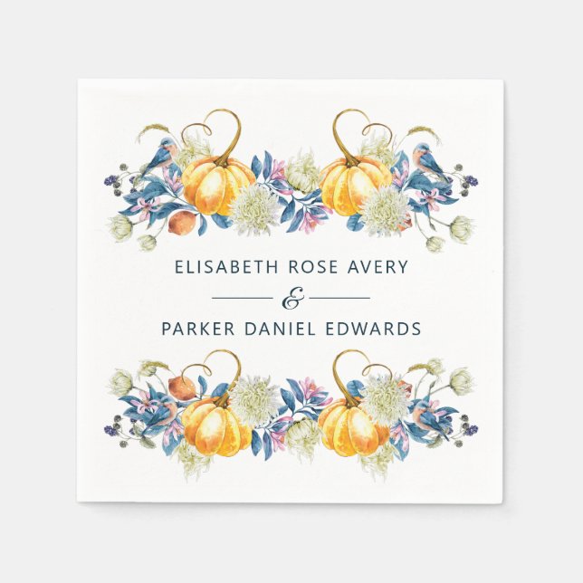 Serviette En Papier Mariage Citrouille Automne personnalisé (Devant)