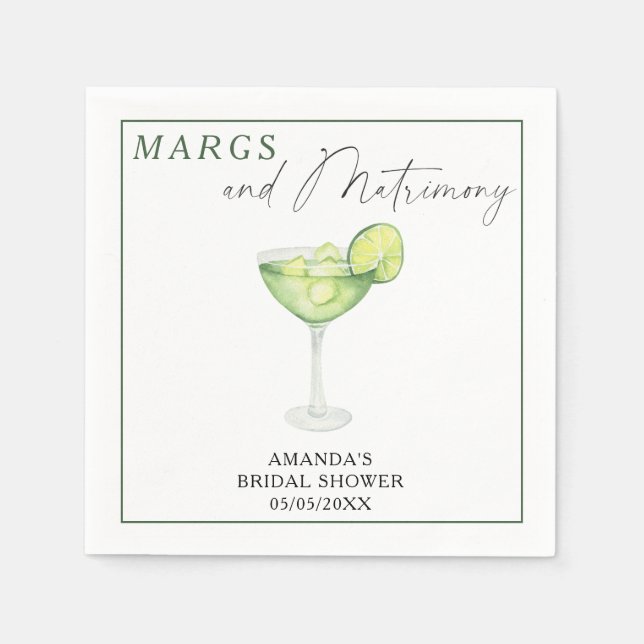Serviette En Papier Mariage civil avec Margarita aquarelle  (Devant)