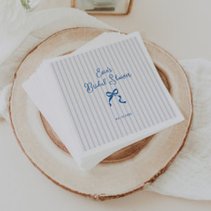 Serviette En Papier Mariage civil avec nœud à rayures bleues
