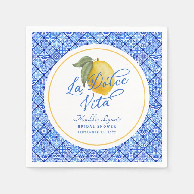 Serviette En Papier Mariage civil Blue Mediterranean La Dolce Vita (Devant)