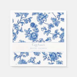 Serviette En Papier Mariage civil dans le style chinoiserie bleu et bl