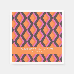 Serviette En Papier Mariage civil personnalisé géométrique rose marron