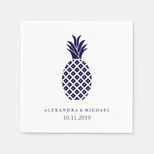 Serviette En Papier Mariage classique à ananas de la marine