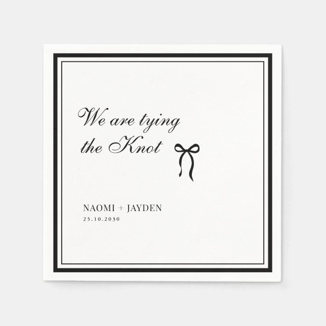 Serviette En Papier Mariage Classique Ancienne Fortune Noir & Blanc (Devant)