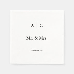 Serviette En Papier Mariage classique blanc personnalisé Cocktail Napk