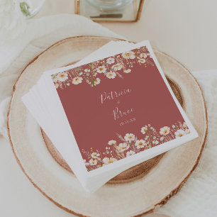 Serviette En Papier Mariage classique Boho Blush Fleur sauvage Napkin