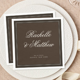 Serviette En Papier Mariage Classique Brun Foncé Vieille Fortune