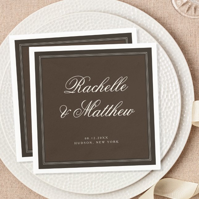 Serviette En Papier Mariage Classique Brun Foncé Vieille Fortune (Créateur téléchargé)